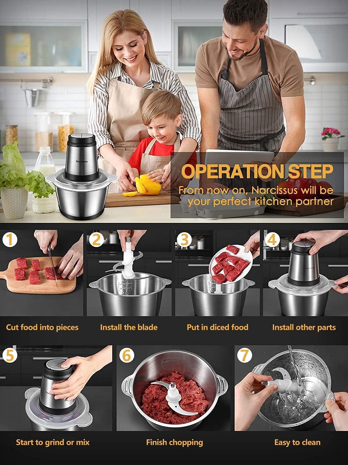 Multifunctional stainless steel meat grinder